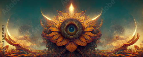 Abstract fantasy sunny flower. 3D illustration.