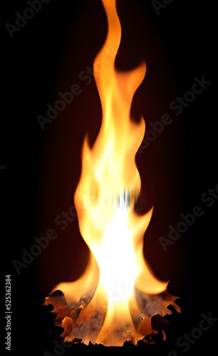 Fire flames isolated on black background. Fire movement. Gaming asset RPG. Burning logo
