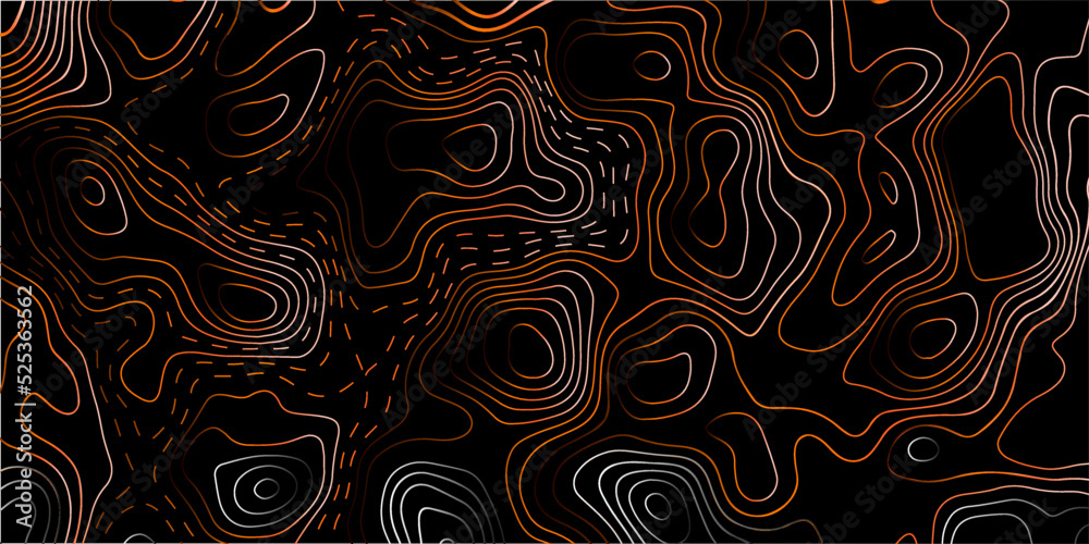 Fototapeta premium Black and white abstract background Abstracts Topographic map and gold lines, contour background, Vector contour topographic map background. Topography and geography map grid abstract backdrop.