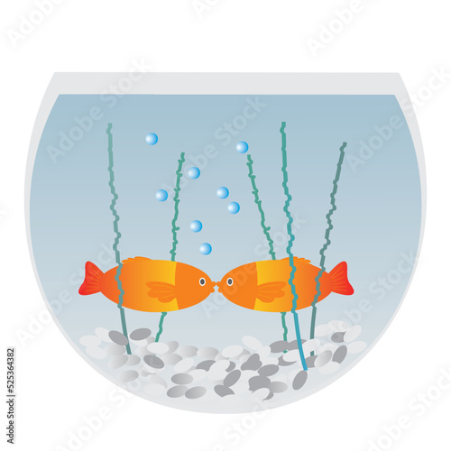 two fishes and aquarium, vector illustration