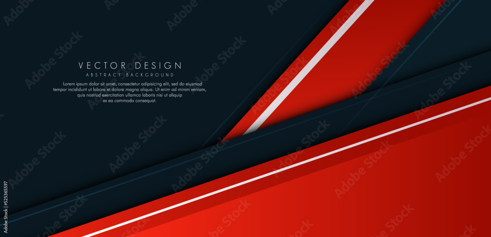 Abstract dark blue and red geometric overlap layer background with shadow. Modern banner template design with space for your text. Suit for web, banner, poster, cover, flyer, brochure.