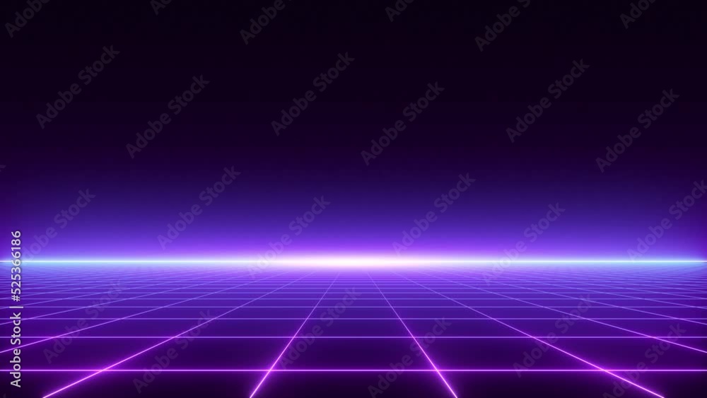 VJ 80's Retro-Futuristic Grid Horizon