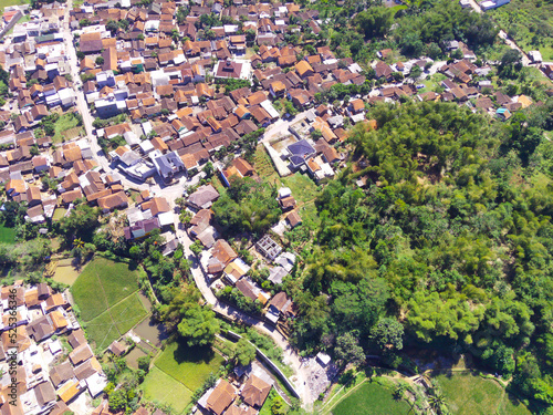 Abstract Defocused Blurred Background Aerial photography a view of mapping a densely populated residential area in the hill valley in the Cikancung area - Indonesia. Not Focus © Adam