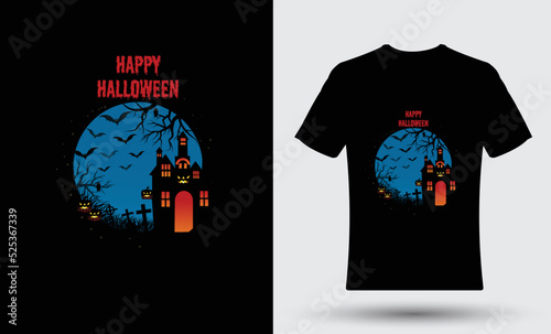 Typography moon illustration Halloween day t shirt design 17