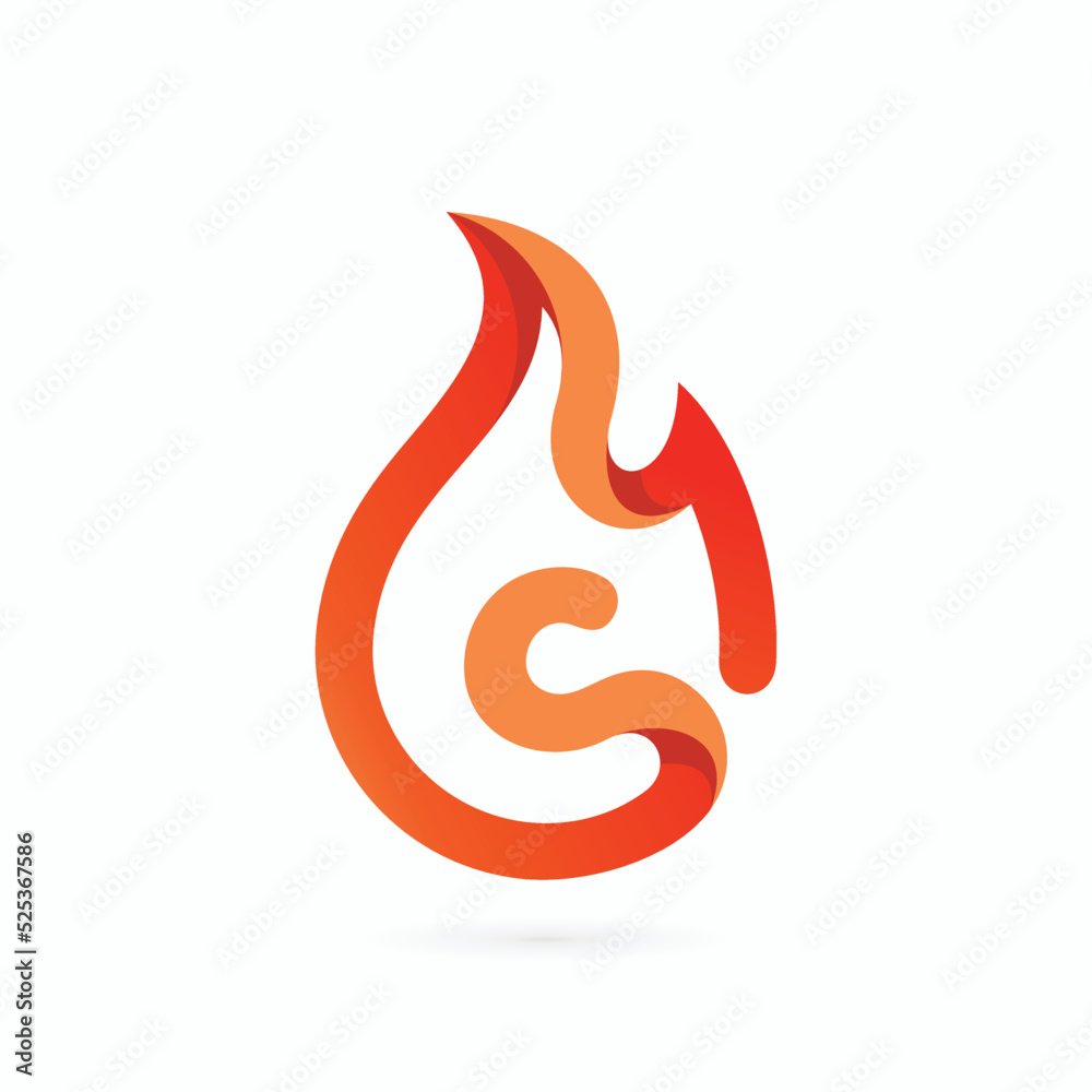 C letter fire logo design C letter fire logo design