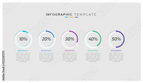5 step percentage infographic element and minimal presentation design