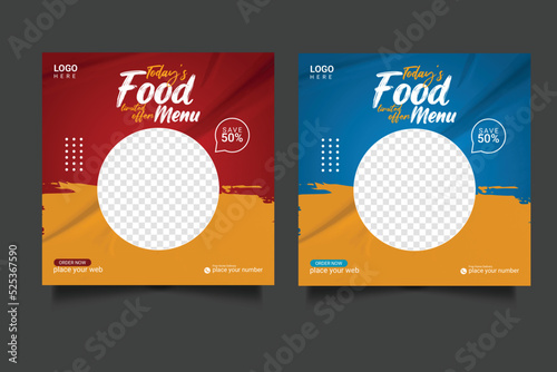 Fast food business promotion social media  post template design, Restaurant healthy burger online sale social media marketing cover or flyer bundle