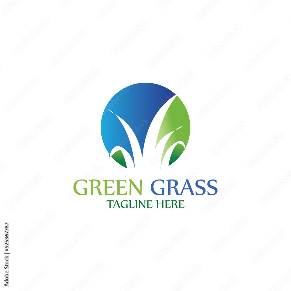 natural grass logo design template