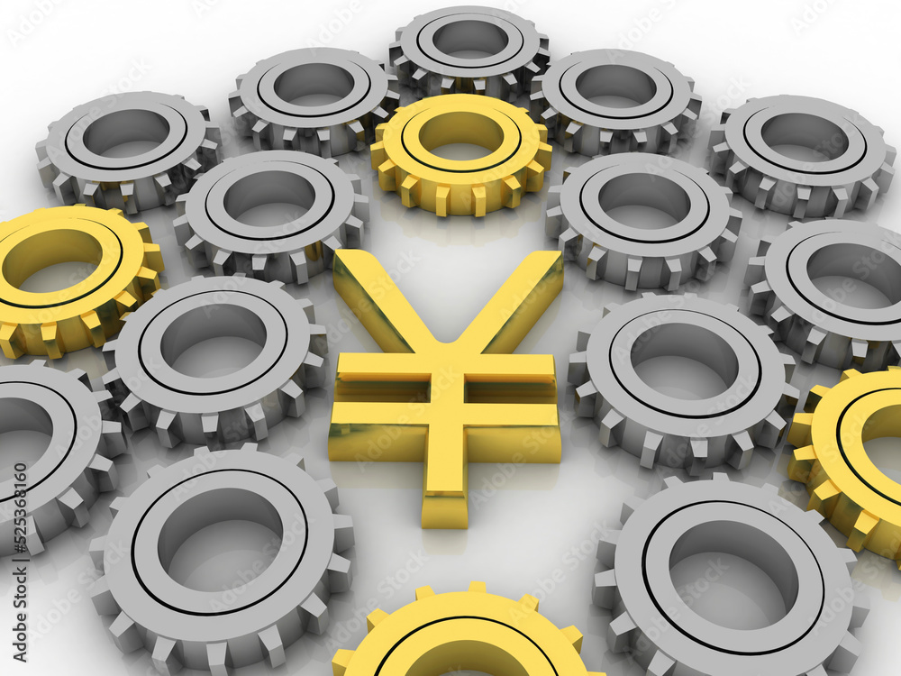 3d illustration Yen Symbol sign with gear wheel
3d illustration Yen Symbol sign with gear wheel