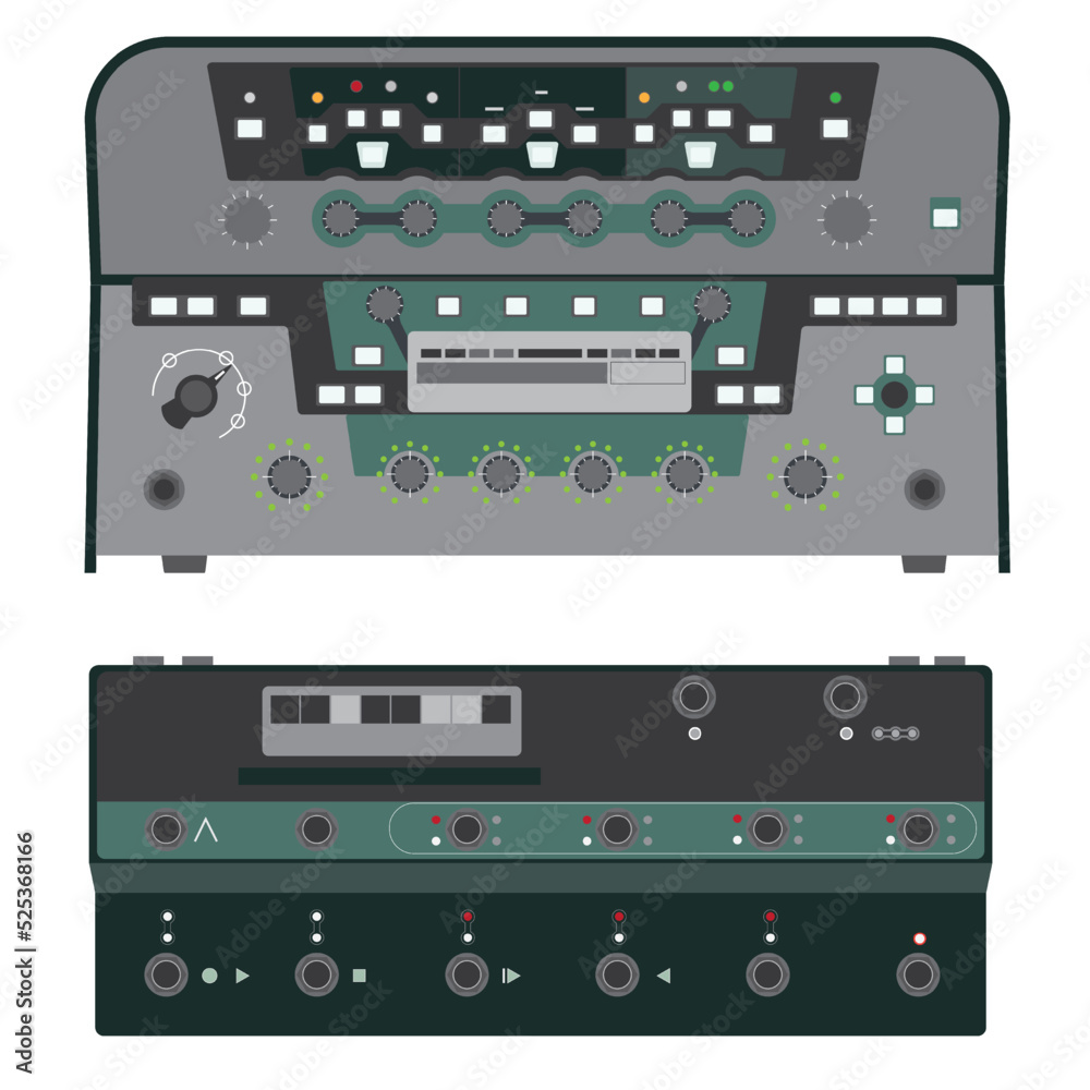 guitar effect and foot switch in home recording studio