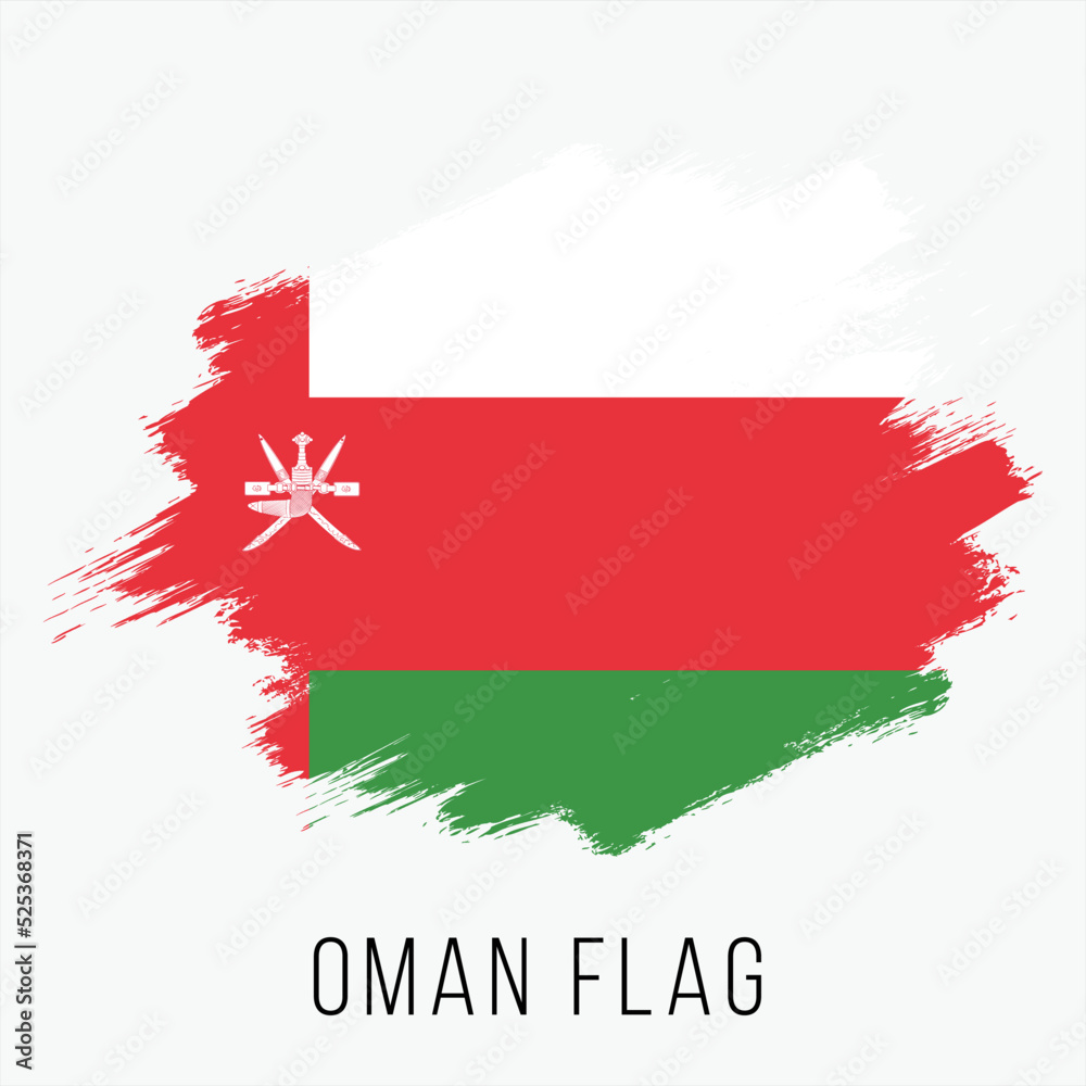 Oman Vector Flag. Oman Flag for Independence Day. Grunge Oman Flag. Oman Flag with Grunge Texture. Vector Template.