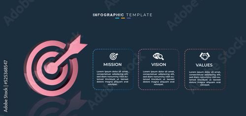 Organization mission, vision and values creative business presentation infographic element