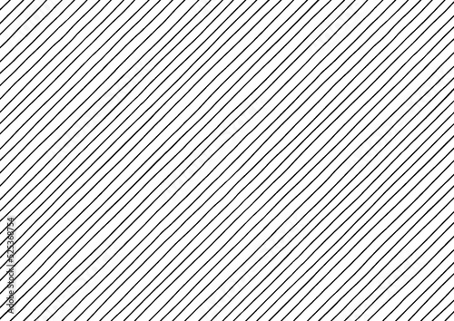 Fototapeta 手描きの細い線で作った斜めストライプの背景 - シンプルなシームレスの白黒ライン - A4比率