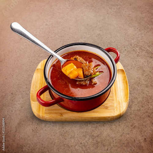 Hungarian goulash soup with paprika