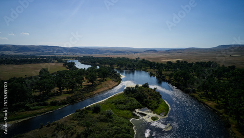 A aerial view of the Bighorn river valley located in northeastern Montana. photo