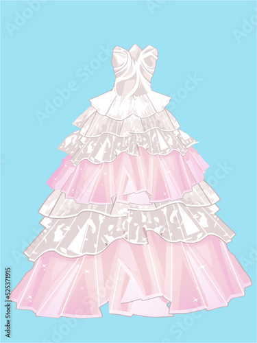 beautiful dress pink .pink in white dress wedding dress vector.