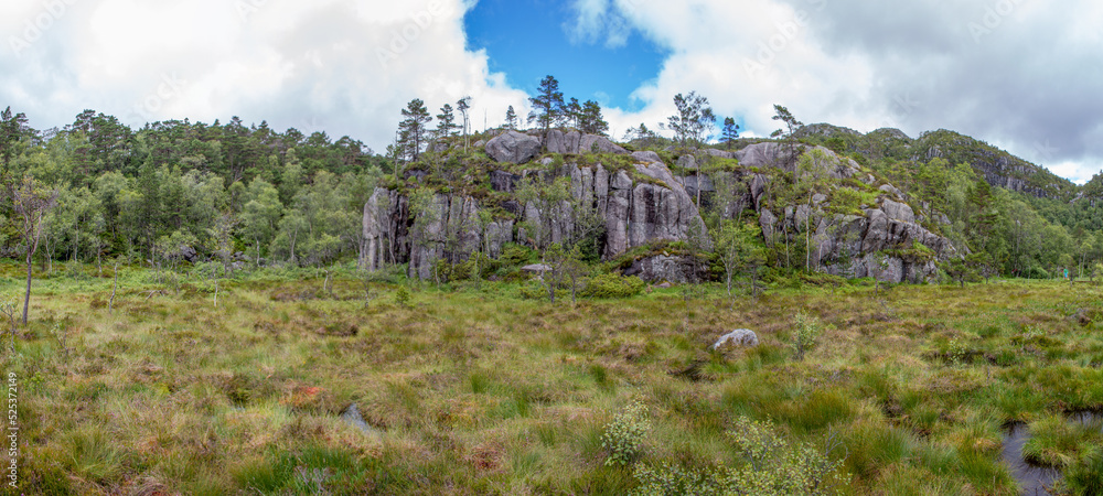 swamp and landscape at Prekestolen (Preikestolen) in Rogaland in Norway (Norwegen, Norge or Noreg)