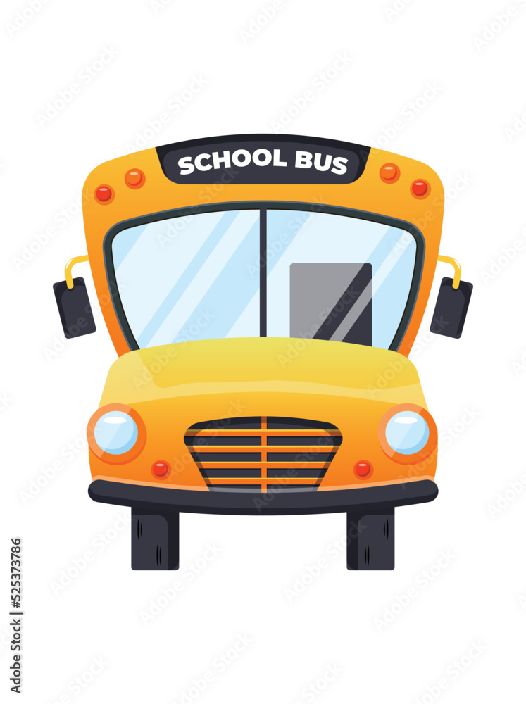 School bus front view flat illustration