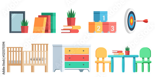 Collection set of furniture and home decoration chair desk cabinet and crib