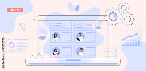 HRIS Human Resources Information System acronym HR web business office innovative interface concept Vector illustration Employee data Recruitment Training Benefits Attendance Analytics Payroll