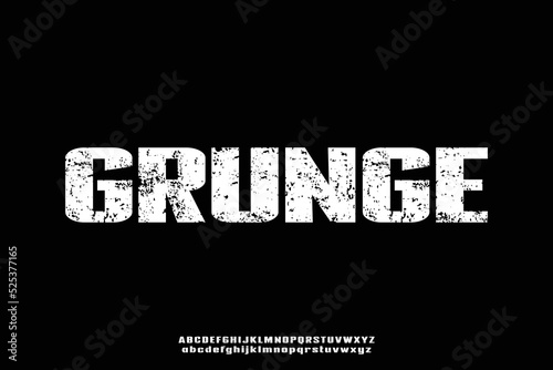 Strong sans serif display font vector with grunge texture