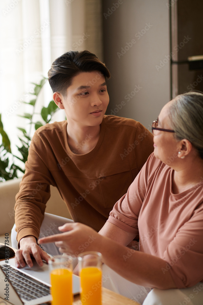 Senior Woman Asking to Help Online Payments