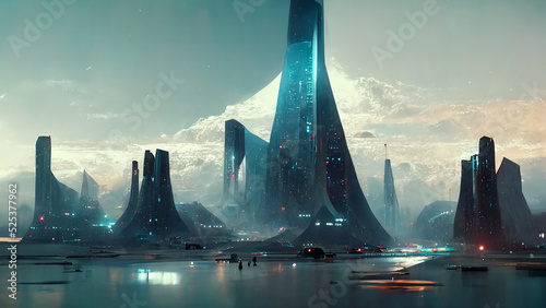 Futuristic High-Rise Metropolis, generative AI	