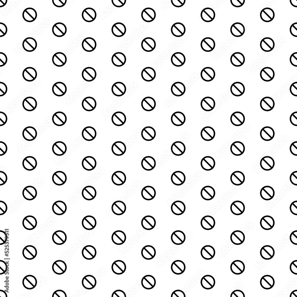 Square seamless background pattern from black stop symbols. The pattern is evenly filled. Vector illustration on white background