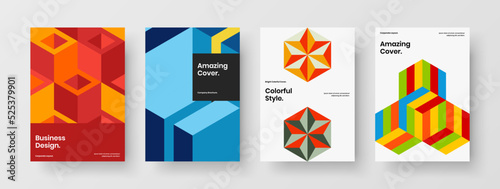 Free Download Premium geometric pattern book cover layout collection. Bright corporate brochure A4 design vector template set. - GFXLoad
