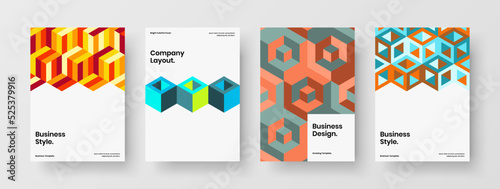 Amazing cover vector design concept set. Minimalistic geometric pattern booklet template bundle.