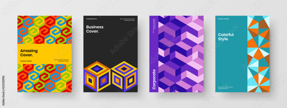 Abstract geometric tiles placard concept composition. Isolated catalog cover vector design layout bundle.