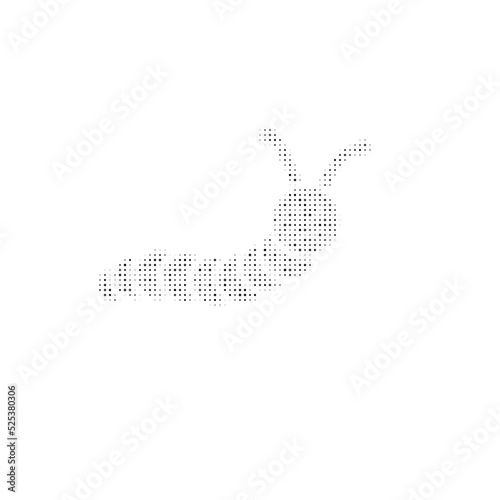 The caterpillar symbol filled with black dots. Pointillism style. Vector illustration on white background