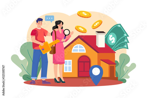 Online Rent Home Illustration concept on white background