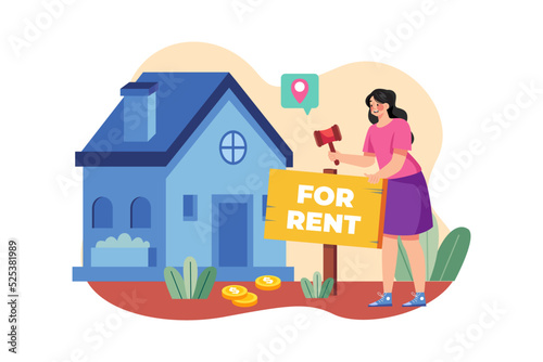 Online Rent Home Illustration concept on white background
