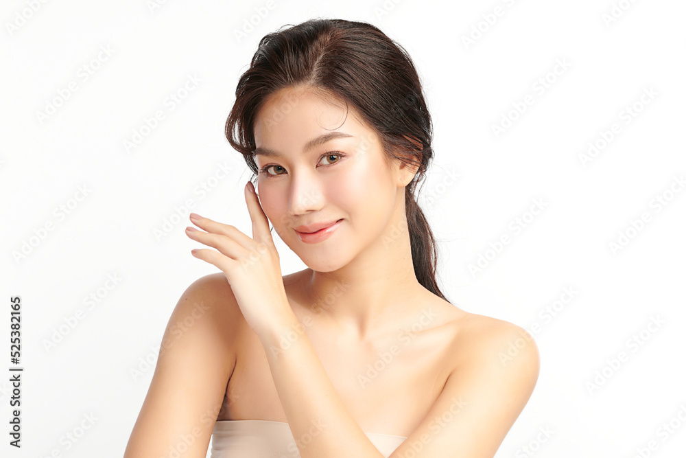 Beautiful young asian woman with clean fresh skin on white background, Face care, Facial treatment, Cosmetology, beauty and spa, Asian women portrait. Beautiful young asian woman with clean fresh skin on white background, Face care, Facial treatment, Cosmetology, beauty and spa, Asian women portrait.