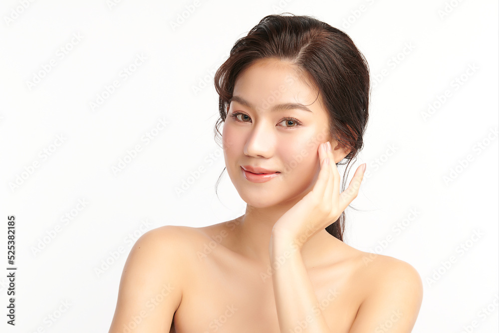 Beautiful young asian woman with clean fresh skin on white background, Face care, Facial treatment, Cosmetology, beauty and spa, Asian women portrait. Beautiful young asian woman with clean fresh skin on white background, Face care, Facial treatment, Cosmetology, beauty and spa, Asian women portrait.