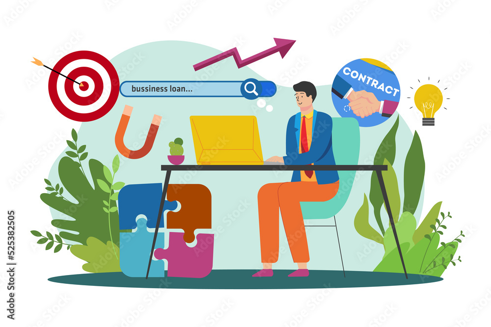 Businessman searching for a business loan Businessman searching for a business loan