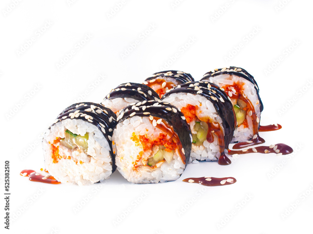 Rolls sushi delicios ready to at white background isolated japanese food Rolls sushi delicios ready to at white background isolated japanese food