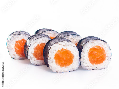 Rolls sushi delicios ready to at white background isolated japanese food