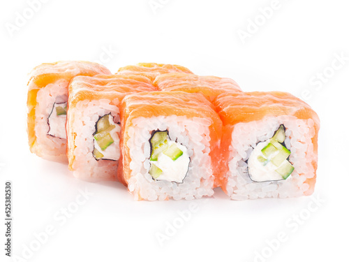 Rolls sushi delicios ready to at white background isolated japanese food