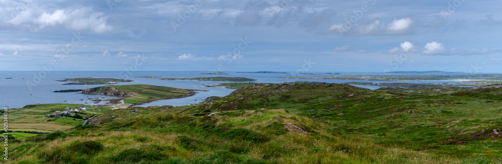 panorama landscape of the Renvyle Peninsula and Ballinakill Harbor in Connemara Naitonal Park panorama landscape of the Renvyle Peninsula and Ballinakill Harbor in Connemara Naitonal Park