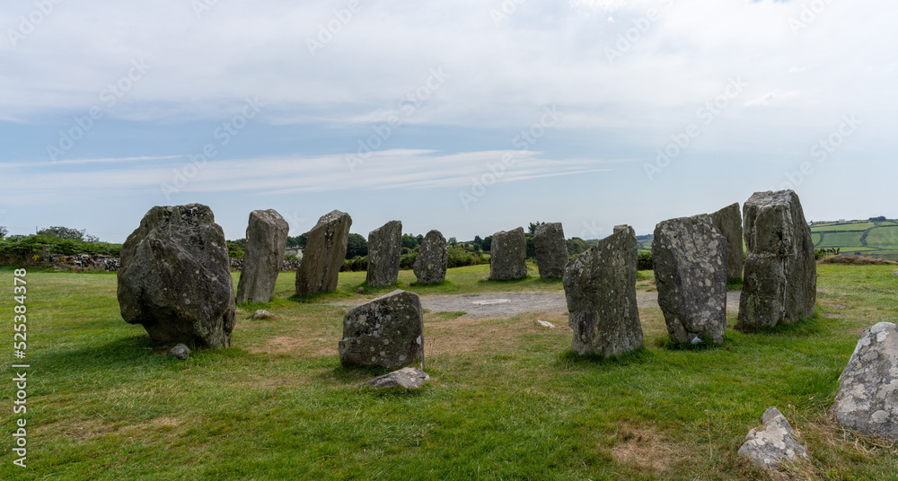 panorama view of the Drombeg Stone Circle in County Cork of Ireland