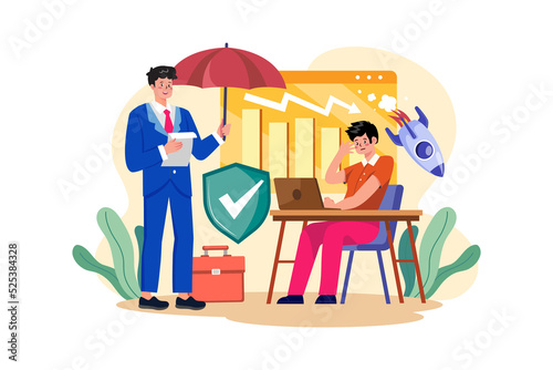 Business damage insurance Illustration concept on white background