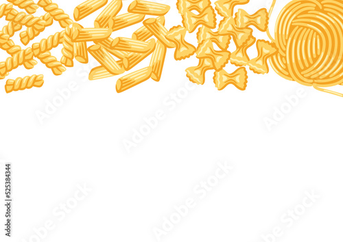 Background with Italian various pasta. Culinary image for menu and restaurants.