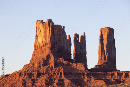 Desert Rocky Mountain American Landscape. Morning Sunny Sunrise Sky. Oljato-Monument Valley, Utah, United States. Nature Background
