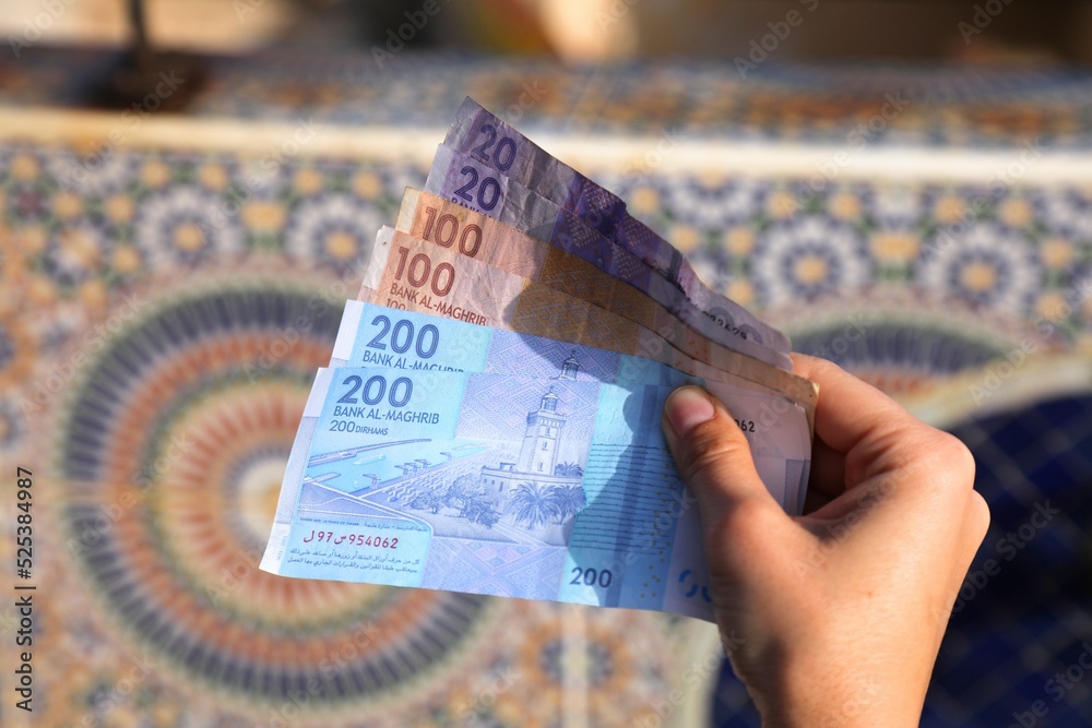 Morocco currency dirham banknotes - obrazy, fototapety, plakaty 