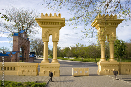 Entrance gate to Memorial park-museum Izmail Fortress in Izmail, Ukraine photo