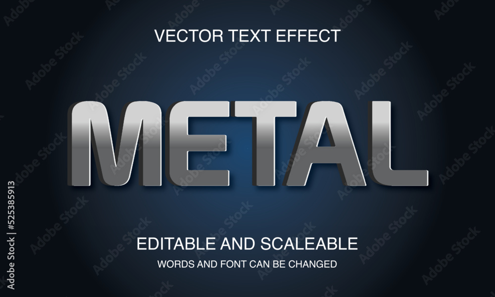 Metal Editable 3D text style effect vector template. Stock Vector ...