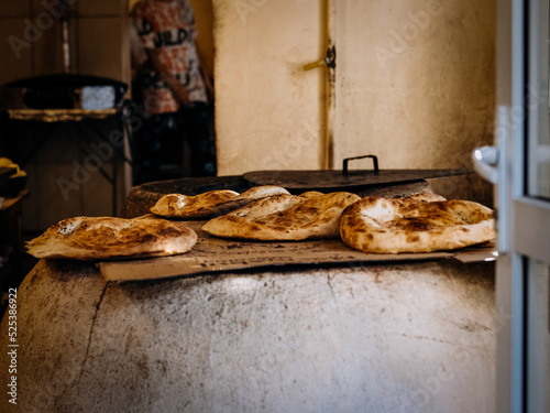 Traditional classical azerbaijani flatbread, homemade on the huge oven in Baku Azerbaijan 