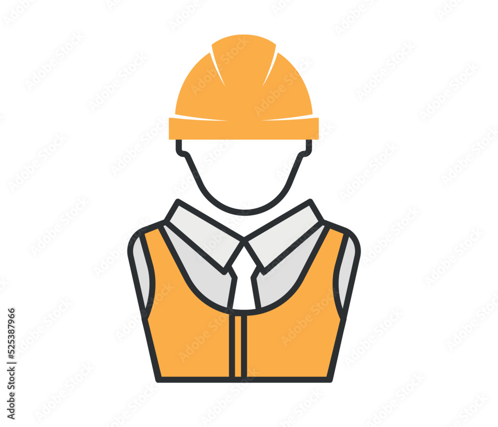 Icon of a male engineer. Worker, businessman avatar icon with hard hat.
Icon of a male engineer. Worker, businessman avatar icon with hard hat.